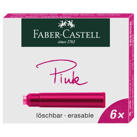 Naboje atramentowe FABER-CASTELL wymazywalne - różowy - 6 sztuk - 185508