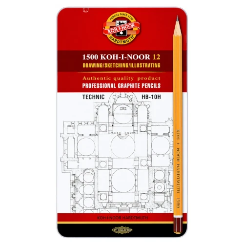 Przejdź do produktu Zestaw ołówków grafitowych KOH-I-NOOR 1500 TECHNIC - HB-10H - 12 szt.