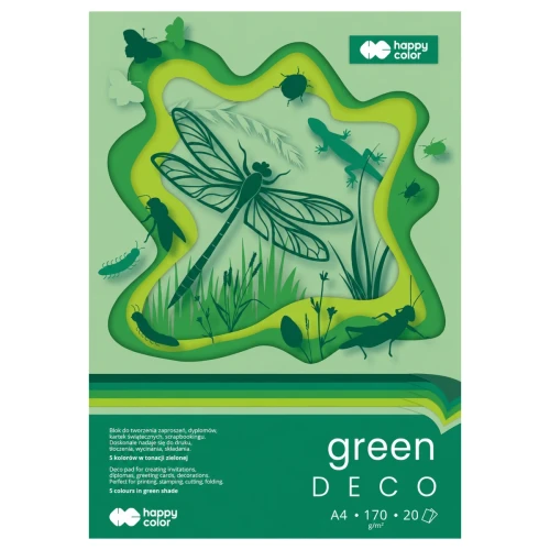 Przejdź do produktu Blok kreatywny A4 HAPPY COLOR Deco Green - 170 g/m² - 20 ark.