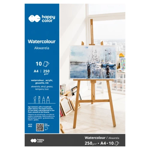 Przejdź do produktu Blok do akwareli A4 HAPPY COLOR - 250 g/m² - 10 ark.
