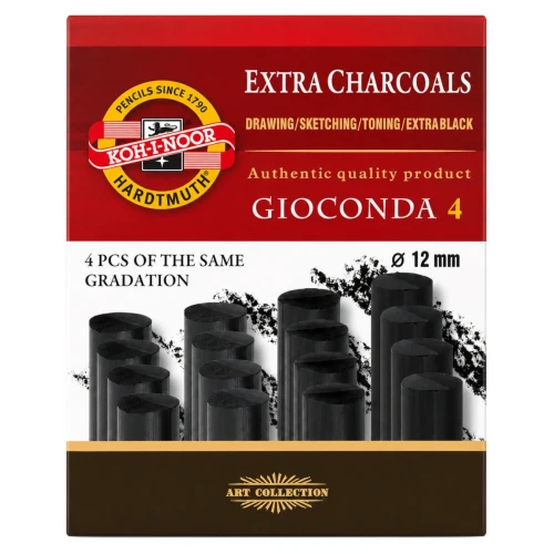 Przejdź do produktu Węgiel prasowany twardy KOH-I-NOOR GIOCONDA - Ø 12 mm - 4 szt.