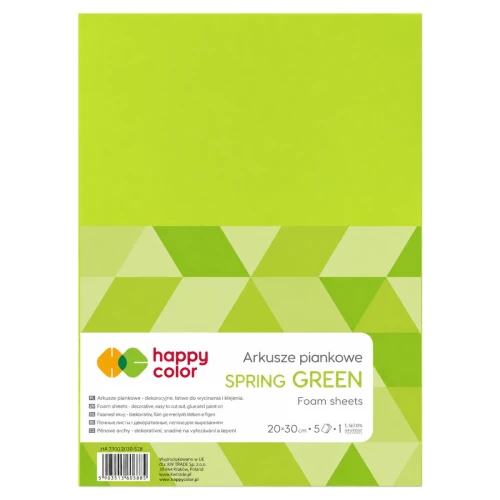 Przejdź do produktu Arkusze piankowe A4 HAPPY COLOR – jasnozielone – 5 ark.