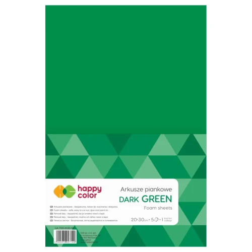 Przejdź do produktu Arkusze piankowe A4 HAPPY COLOR - ciemnozielone - 5 ark.
