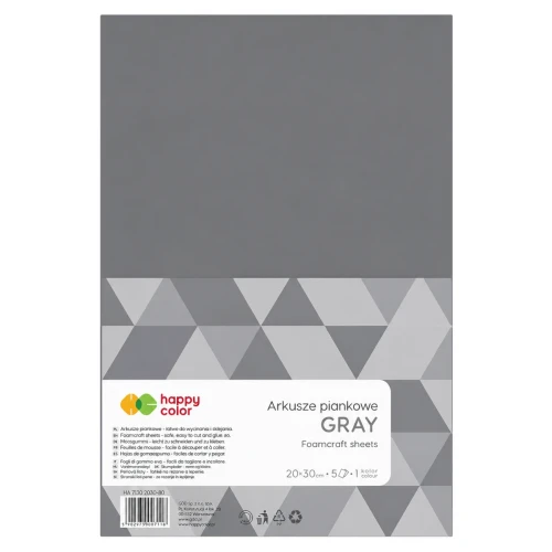 Przejdź do produktu Arkusze piankowe A4 HAPPY COLOR - szare - 5 ark.