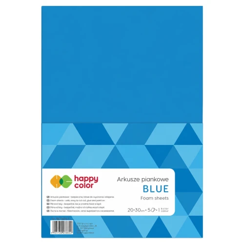 Przejdź do produktu Arkusze piankowe A4 HAPPY COLOR - niebieskie - 5 ark.