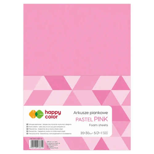 Przejdź do produktu Arkusze piankowe A4 HAPPY COLOR - pastelowy różowy - 5 ark.