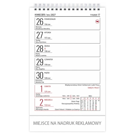 kalendarz zodiak 2027 uklad tygodniowy wnetrze