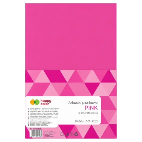 Przejdź do produktu Arkusze piankowe A4 HAPPY COLOR - różowe - 5 ark.