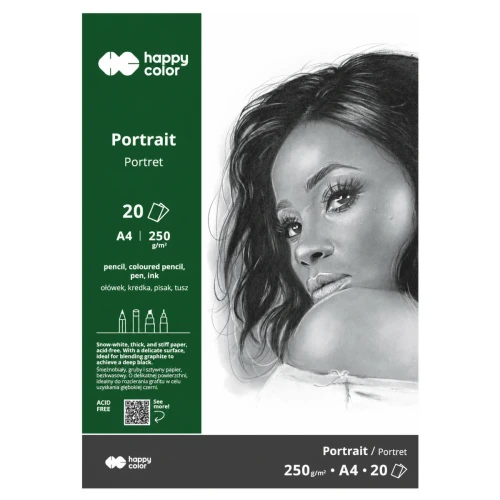 Przejdź do produktu Blok do portretów A4 HAPPY COLOR - 250 g/m² - 20 ark.