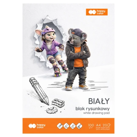 blok rysunkowy a4 happy color 100g bialy okladka