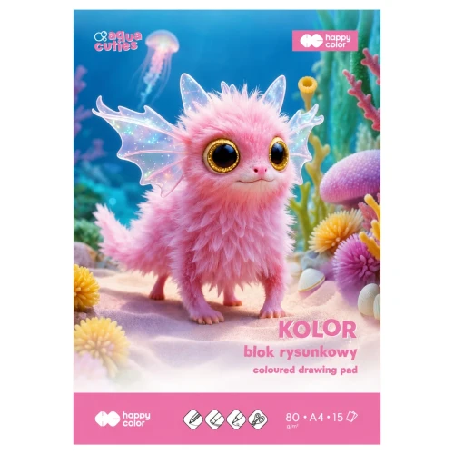 Przejdź do produktu Blok rysunkowy A4 HAPPY COLOR Aqua Cuties - 80 g/m² - 15 ark. - kolorowy
