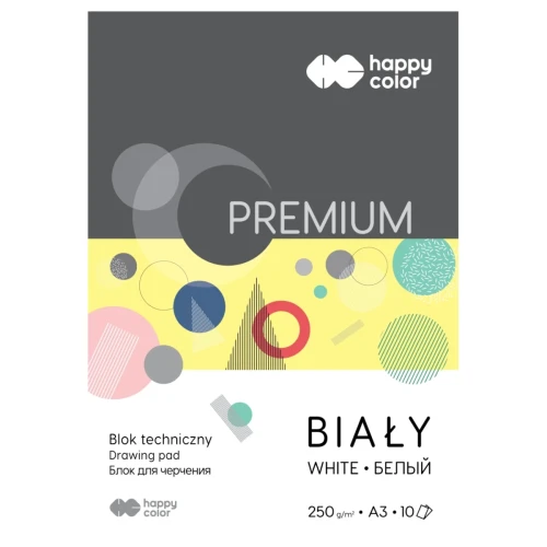 Przejdź do produktu Blok techniczny A3 HAPPY COLOR Premium - 250 g/m² - 10 ark. - biały