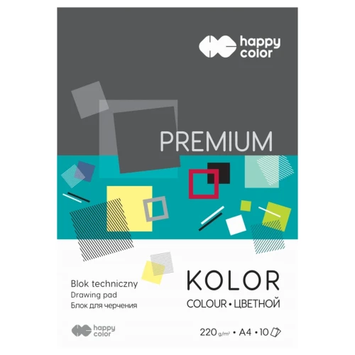 Przejdź do produktu Blok techniczny A4 HAPPY COLOR Premium 220 g/m²  - 10 ark. - kolorowy