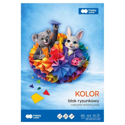 Przejdź do produktu Blok rysunkowy A4 HAPPY COLOR 80 g/m³ - 15 ark. - kolorowy