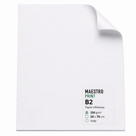 Brystol B2 50 x 70 cm – 250 g/m² – biały – 1 arkusz