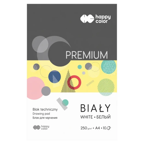 Przejdź do produktu Blok techniczny A4 HAPPY COLOR Premium - 250 g/m² - 10 ark. - biały