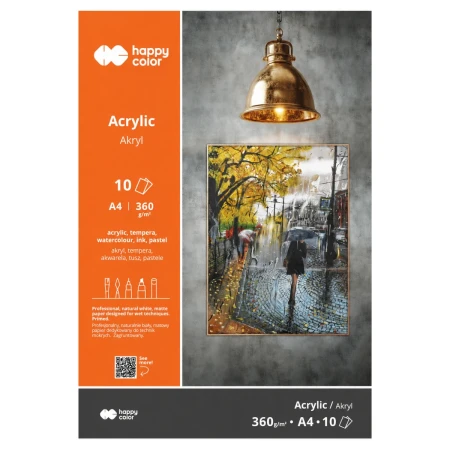 blok do farb akrylowych a4 happy color 360g 10 arkuszt
