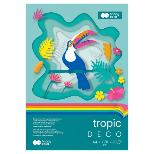 Przejdź do produktu Blok kreatywny A4 HAPPY COLOR Deco Tropic - 170 g/m² - 20 ark.