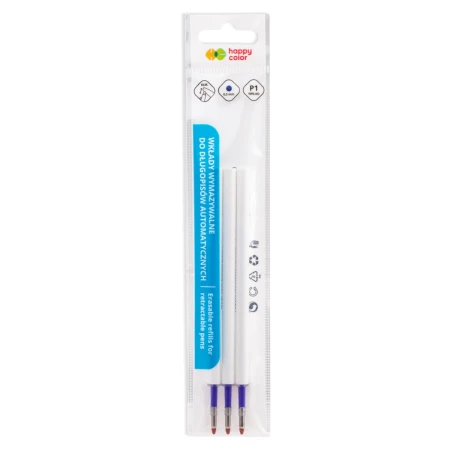 wklady do dlugopisow wymazywalnych automatycznych happy color standard p1 niebieskie