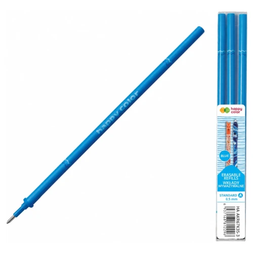 Przejdź do produktu Wkłady do długopisów wymazywalnych HAPPY COLOR standard A - 0,5 mm - niebieskie - 3 szt.