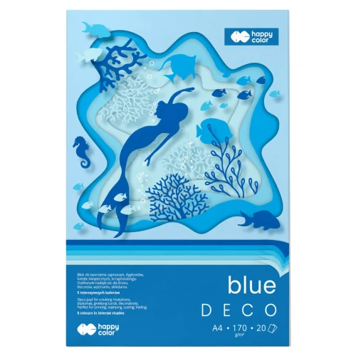 Przejdź do produktu Blok kreatywny A4 HAPPY COLOR Deco Blue - 170 g/m² - 20 ark.