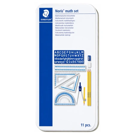 zestaw geometryczny staedtler noris club 11 elementow metalowe etui