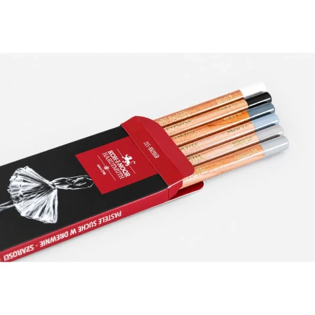 pastele suche w drewnie koh i noor gioconda 8820 szarosci 6 kolorow paleta