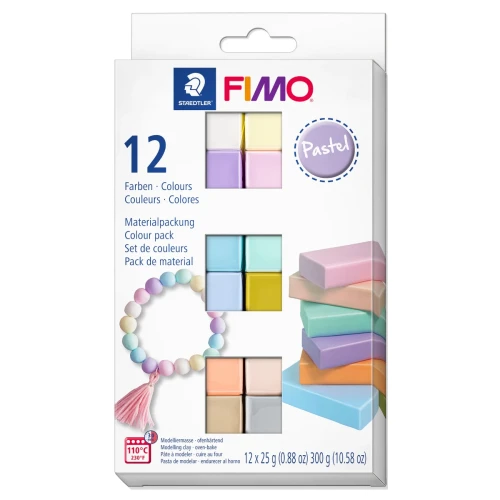 Przejdź do produktu Masa plastyczna termoutwardzalna STAEDTLER FIMO Soft Pastel – 12 kolorów (12 × 25 g)