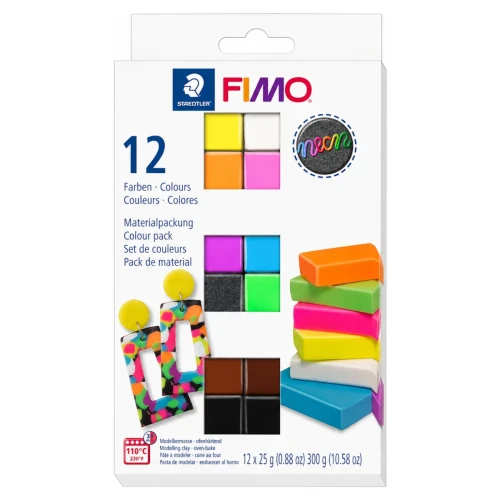 Przejdź do produktu Masa plastyczna termoutwardzalna STAEDTLER FIMO Neon - 12 kolorów (12 x 25 g)