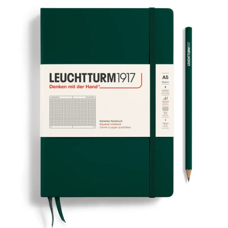 Notatnik w kratkę A5 LEUCHTTURM1917 Classic Medium Natural Colours – Forest Green