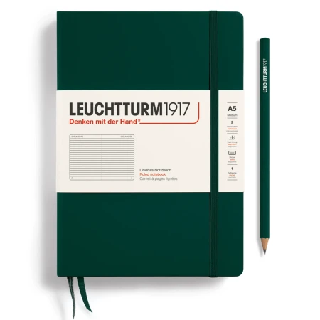 Notatnik w linię A5 LEUCHTTURM1917 Classic Medium Natural Colours – Forest Green