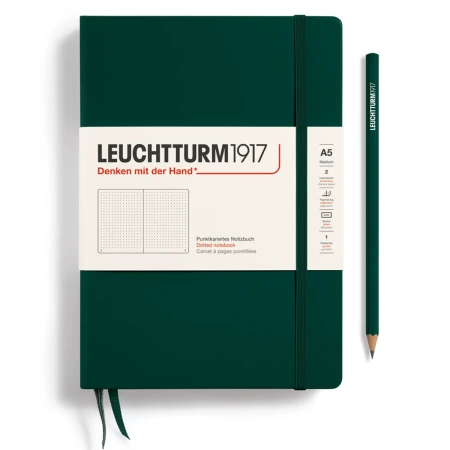 Notatnik w kropki A5 LEUCHTTURM1917 Classic Medium Natural Colours – Forest Green