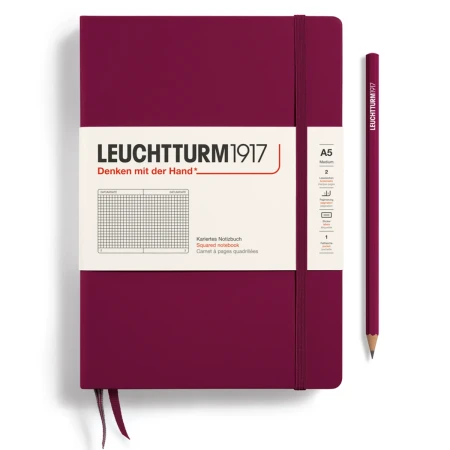 Notatnik w kratkę A5 LEUCHTTURM1917 Classic Medium – Port Red