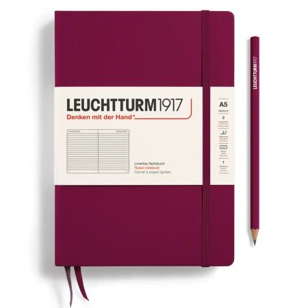 Notatnik w linię A5 LEUCHTTURM1917 Classic Medium – Port Red