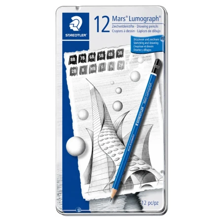 zestaw olowkow grafitowych staedtler mars lumograph 100 8b 2h 12 szt pudelko