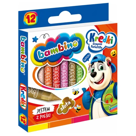 kredki grafionowe bambino 12 kolorow misiek