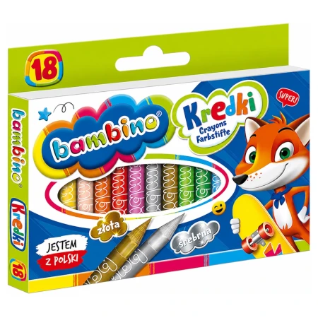 kredki bambino z temperowka 18 kolorow lisek