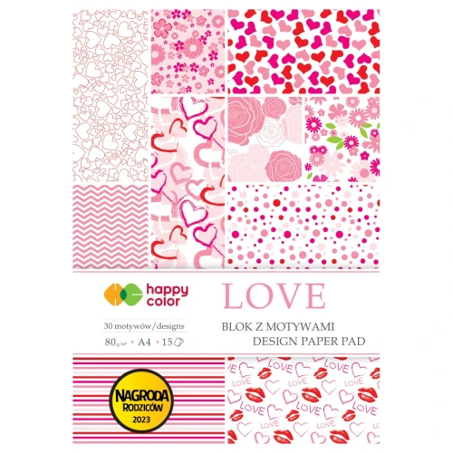 Przejdź do produktu Blok z motywami A4 HAPPY COLOR Love - 80 g/m² - 15 ark.
