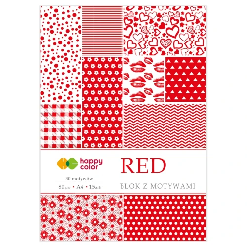 Przejdź do produktu Blok z motywami A4 HAPPY COLOR Red - 80 g/m² - 15 ark.