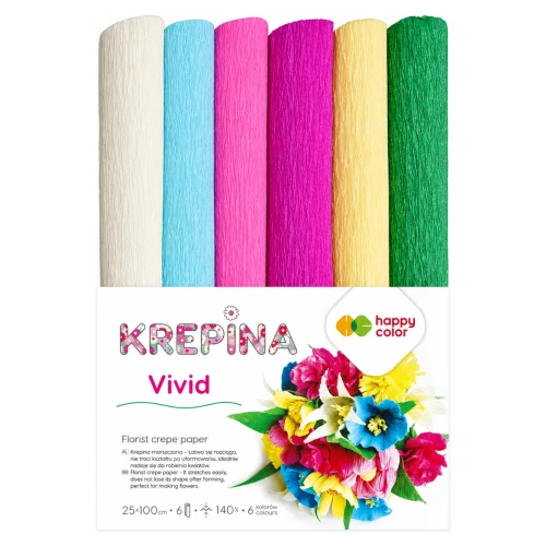 Przejdź do produktu Krepina marszczona 25x100 cm HAPPY COLOR Vivid - 6 kolorów