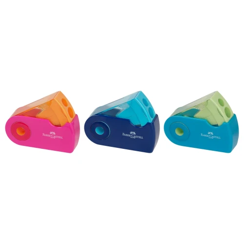 Przejdź do produktu Temperówka podwójna z pojemnikiem FABER-CASTELL Sleeve Trend - mix kolorów