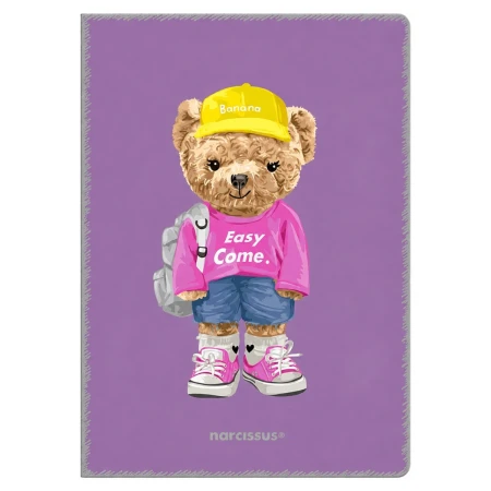 zeszyt a4 trzy linie dwukolorowe narcissus teddies misie fioletowy