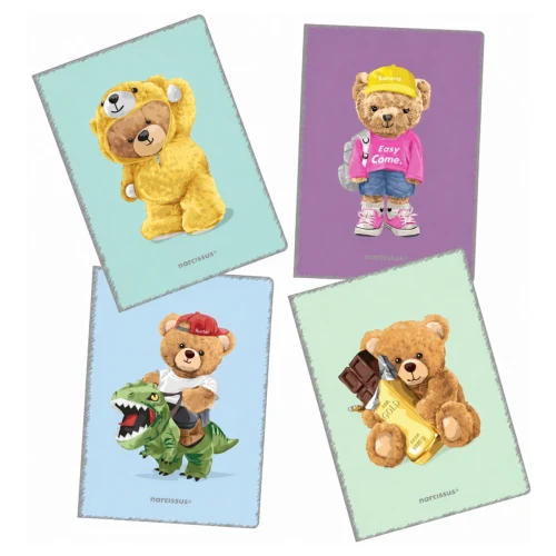 Przejdź do produktu Zeszyt A4 w trzy linie dwukolorowe NARCISSUS Teddies PP - 32 kartki