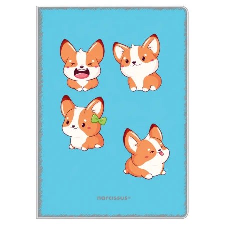 zeszyt a4 trzy linie dwukolorowe narcissus kawaii PP 32 kartki niebieski