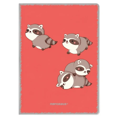 zeszyt a4 trzy linie dwukolorowe narcissus kawaii PP 32 kartki czerwony