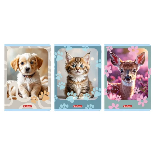 Przejdź do produktu Zeszyt A4 w trzy linie dwukolorowe HERLITZ Animals - 32 kartki