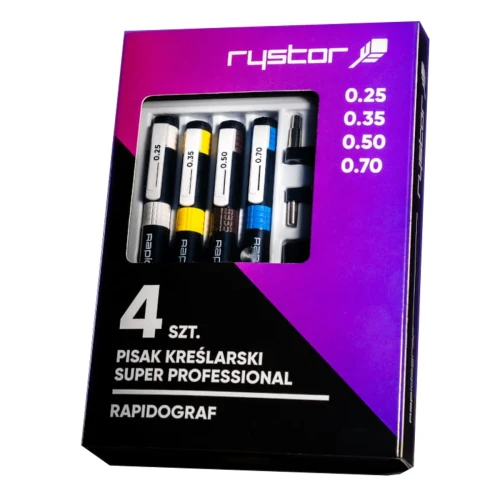 Przejdź do produktu Zestaw rapidografów RYSTOR Super Professional - 4 sztuki
