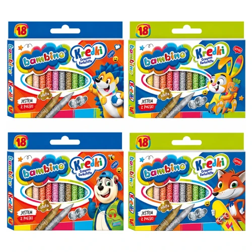 Przejdź do produktu Kredki BAMBINO z temperówką - 18 kolorów