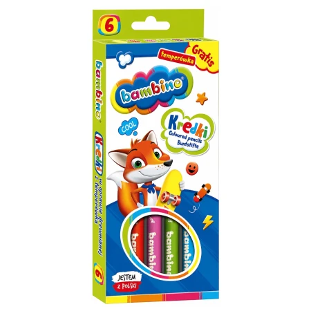 kredki bambino w oprawie drewnianej z temperowka 6 kolorow opakowanie lisek