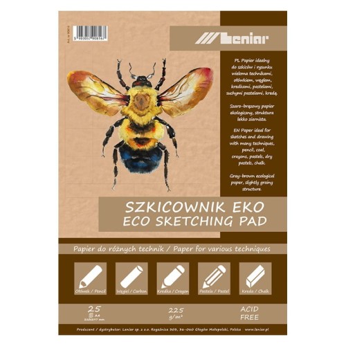 Przejdź do produktu Szkicownik na spirali A4 LENIAR Eko - 225 g/m² - 25 ark.